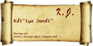 Kólya Jenő névjegykártya